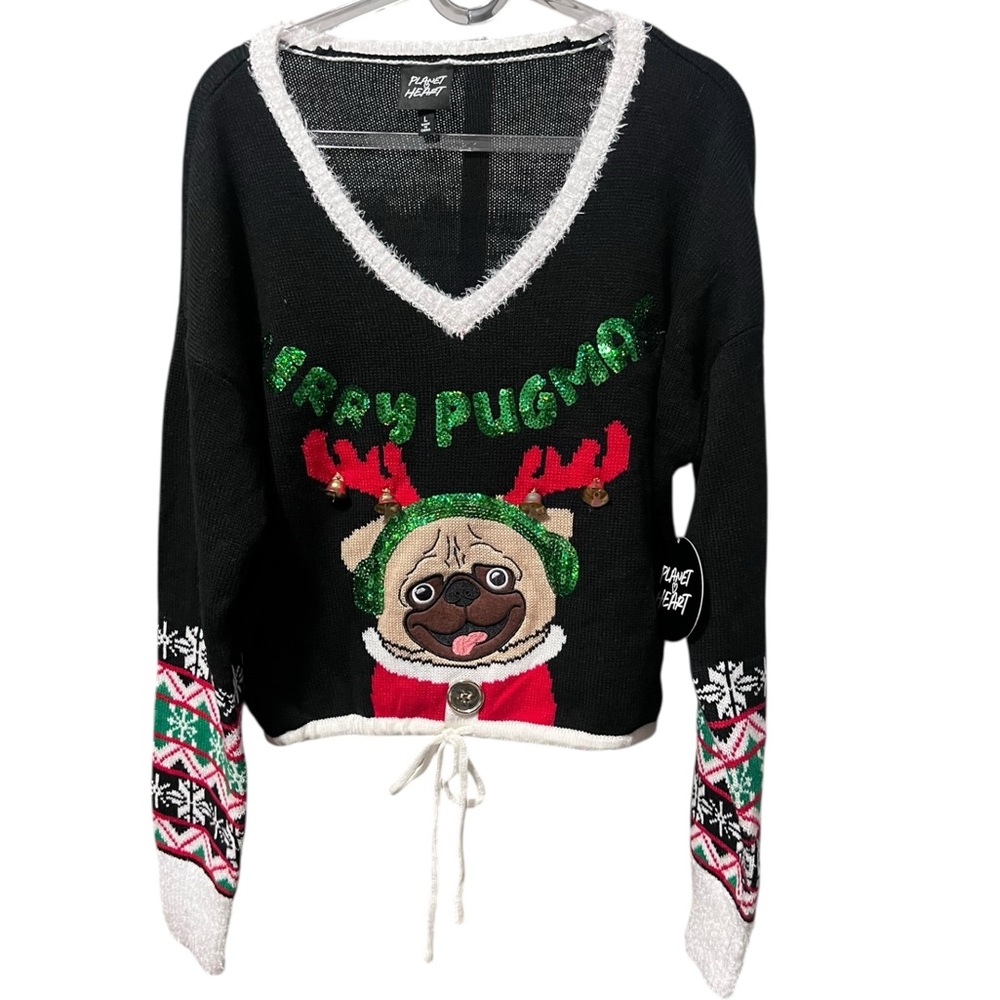 Planet Heart "Merry Pugmas" Holiday Christmas Sweater